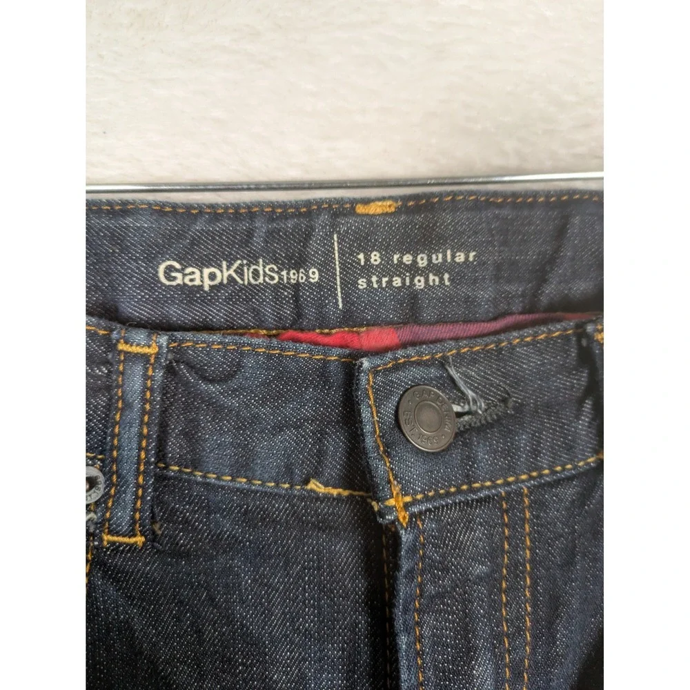 Gap Kids Jeans Kid's 18 Dark Indigo Flannel Lined 1969 Straight Leg Stretch